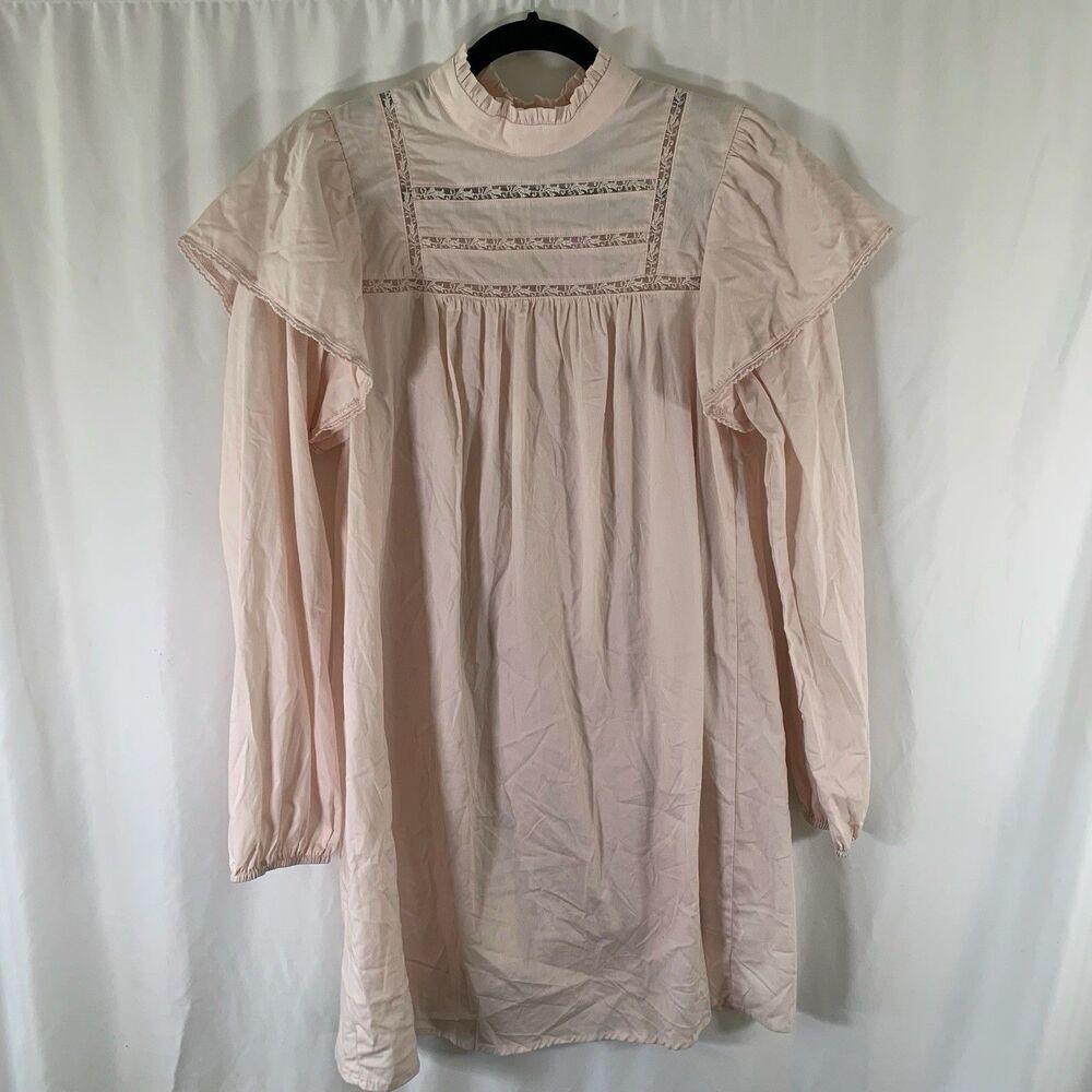 New Wild Fable Knee Length Dress Women's Medium Light Pink Long Sleeve Cotton